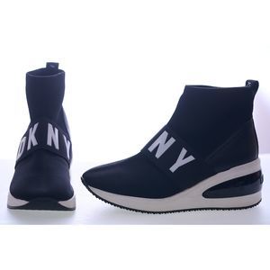 DKNY Wedge Canvas Shoes for Women Black with DKNY Logo - Size 9